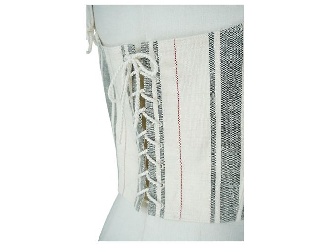 Top bustier in cotone e seta a righe multicolori Christian Dior Bianco - vista 7
