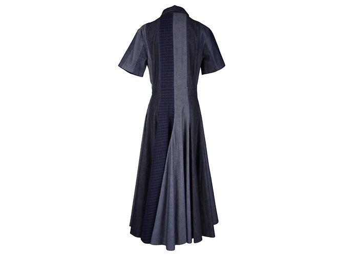 Christian Dior Denim Maxi Kleid Blau Marineblau - Ansicht 3