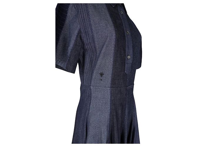Christian Dior Denim Maxi Kleid Blau Marineblau - Ansicht 6
