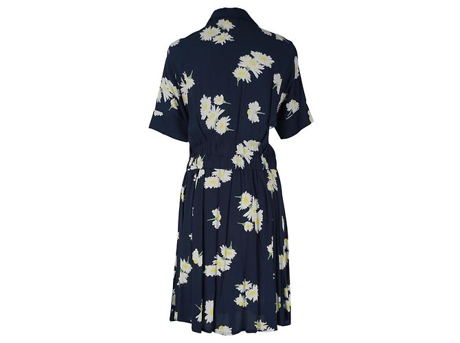 Navy Blaues Blumenkleid Ganni Marineblau - Ansicht 3