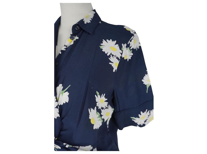 Navy Blaues Blumenkleid Ganni Marineblau - Ansicht 4