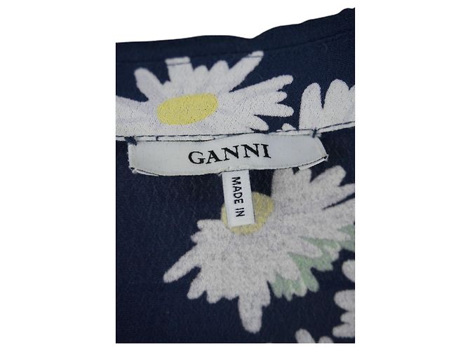 Navy Blaues Blumenkleid Ganni Marineblau - Ansicht 6
