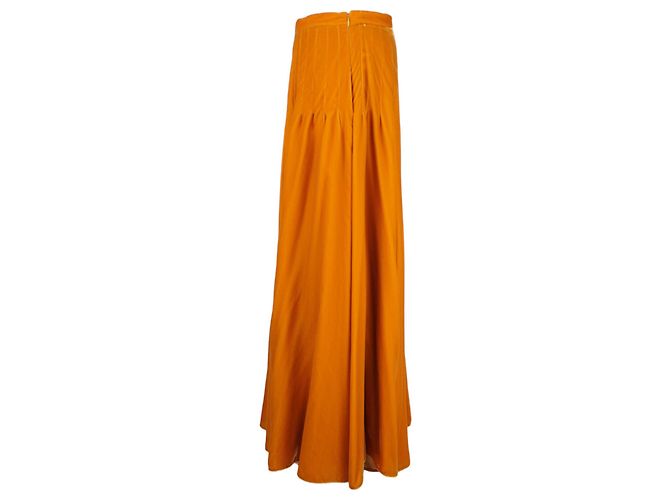 Falda maxi de terciopelo plisado mostaza Christian Dior Amarillo - vista 2