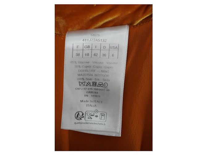 Falda maxi de terciopelo plisado mostaza Christian Dior Amarillo - vista 4