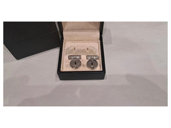 Gemelli Bulgari in argento e onice nero tondi - vista 3