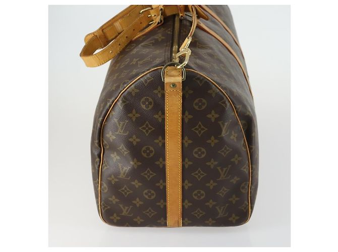 Borsa Keepall Louis Vuitton in tela Monogram 55 Marrone - vista 3