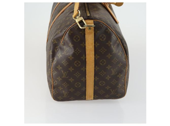 Borsa Keepall Louis Vuitton in tela Monogram 55 Marrone - vista 4