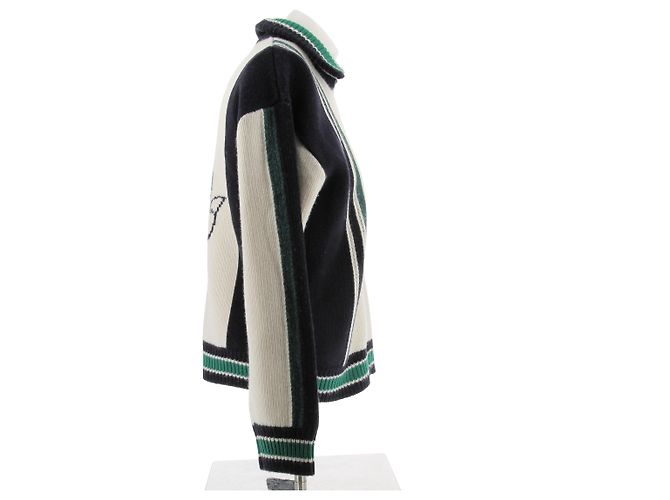 Autre Marque MAISON KITSUNÉ Strickjacke aus Wolle dreifarbig College Stil - Ansicht 3