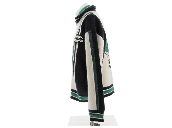 Autre Marque MAISON KITSUNÉ Strickjacke aus Wolle dreifarbig College Stil - Ansicht 4