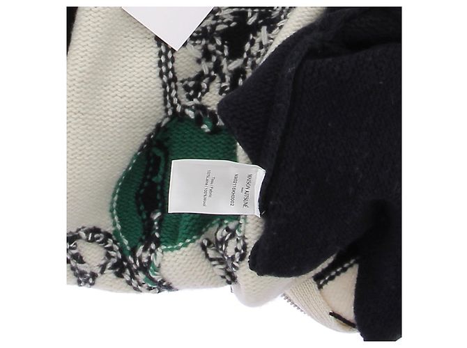 Autre Marque MAISON KITSUNÉ Strickjacke aus Wolle dreifarbig College Stil - Ansicht 6