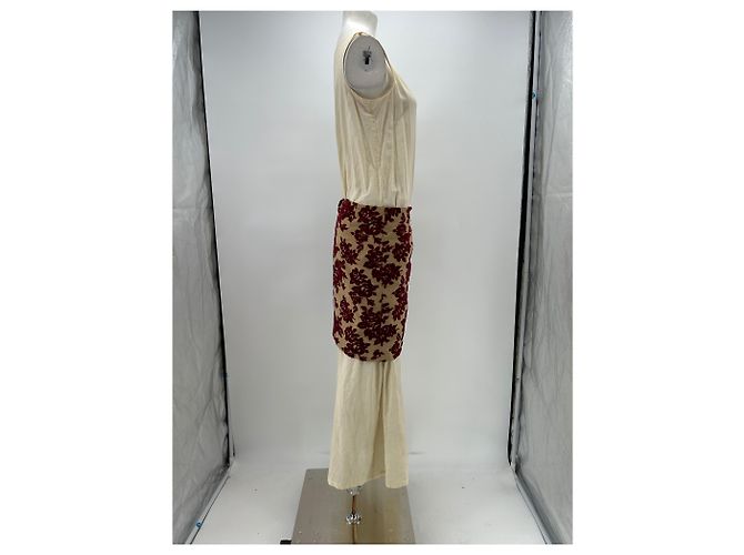 Comme Des Garcons Vestido burdeos y blanco Beige - vista 3