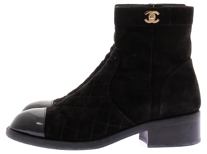 Chanel Stivaletti in camoscio nero - vista 3