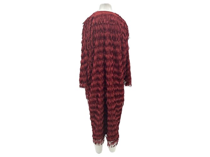Zara Manteau bordeaux à franges - view 2