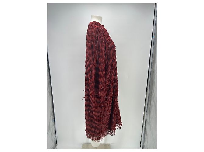 Zara Manteau bordeaux à franges - view 3