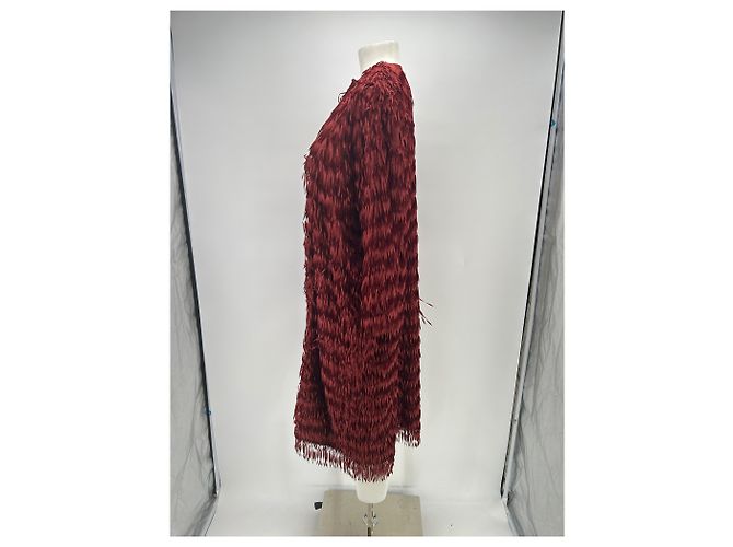 Zara Manteau bordeaux à franges - view 4