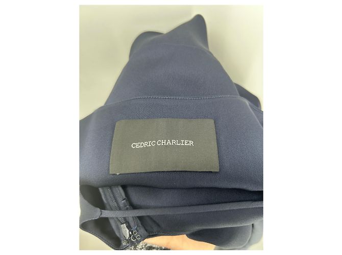 Abito in satin blu navy Cédric Charlier - vista 5