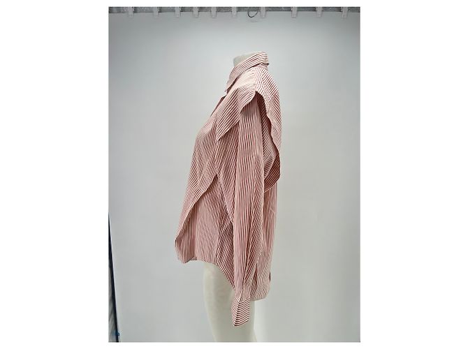Isabel Marant Camicia di seta a righe rosse e bianche Rosso - vista 4