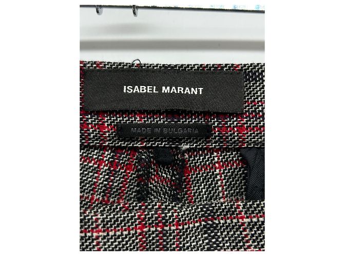 Isabel Marant Rote Wollhose mit Karomuster - Ansicht 3