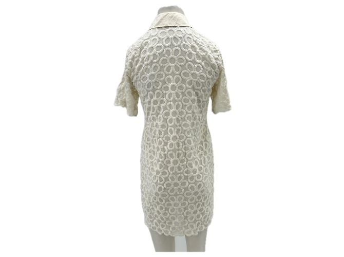 Rebecca Taylor Vestido branco de mangas curtas com seda - vista 2