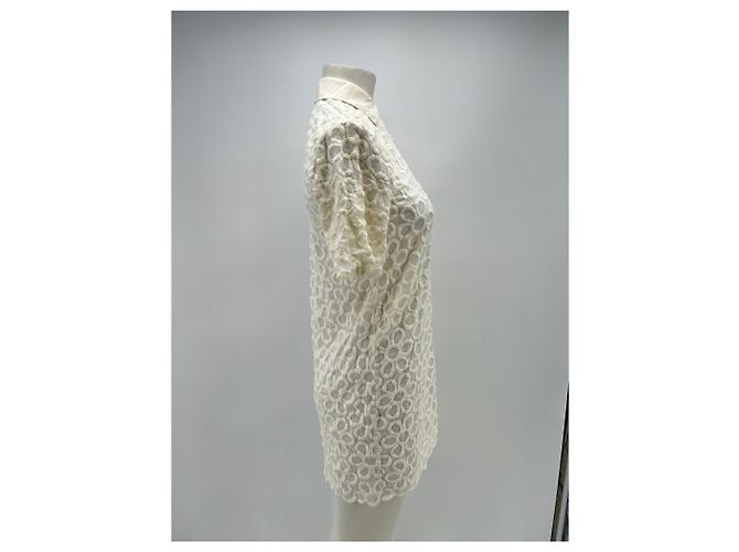 Rebecca Taylor Vestido branco de mangas curtas com seda - vista 3