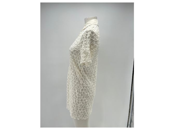 Rebecca Taylor Vestido branco de mangas curtas com seda - vista 4