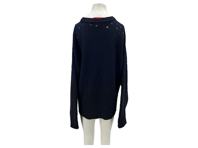 Autre Marque Marineblauer und schwarzer Pullover aus Mohair - Ansicht 2