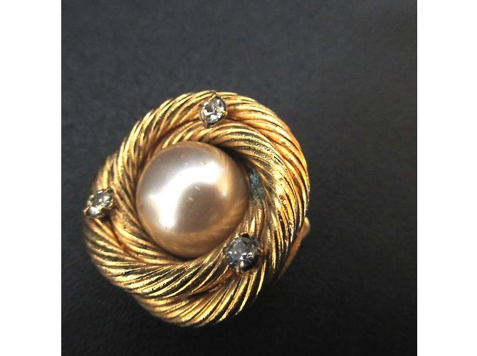 Orecchini a clip circolari in perla finta vintage CHANEL D'oro - vista 2