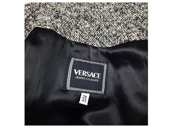 Versace Jeans Couture giacca corta nero e bianco melange - vista 3