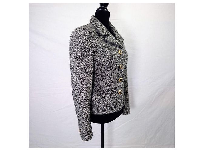 Versace Jeans Couture giacca corta nero e bianco melange - vista 7
