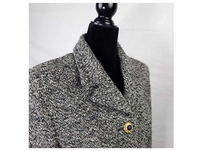 Versace Jeans Couture giacca corta nero e bianco melange - vista 8