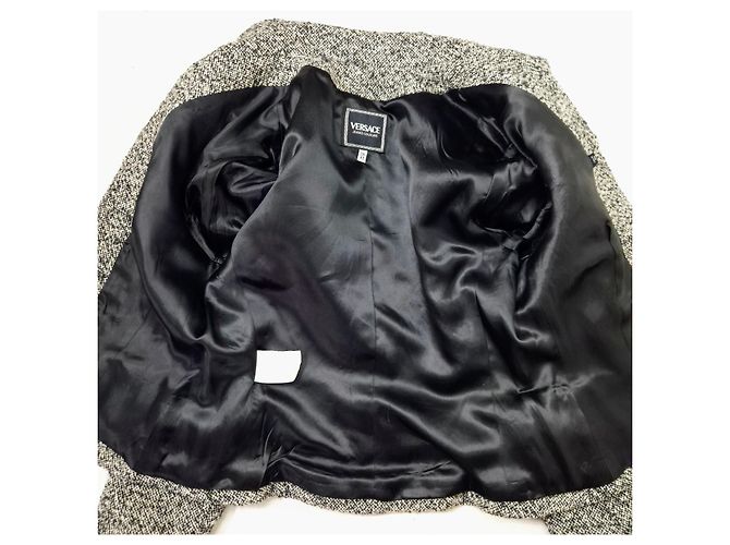 Versace Jeans Couture giacca corta nero e bianco melange - vista 9