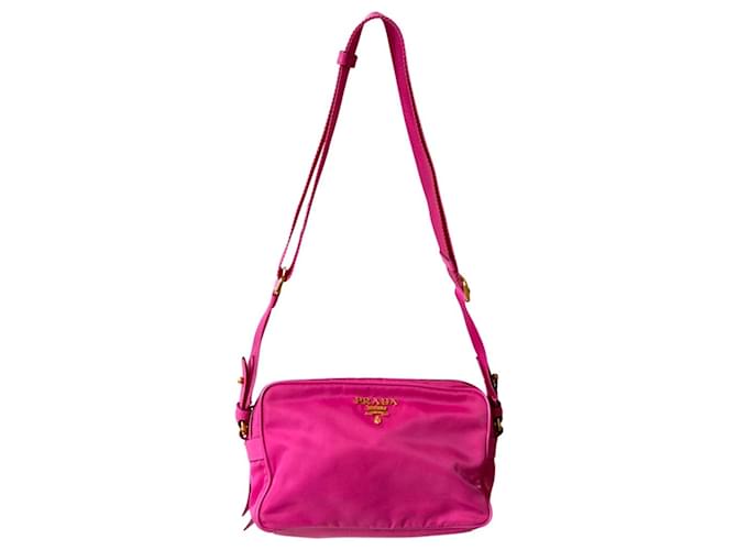 Borsa a spalla in nylon rosa Prada - vista 2