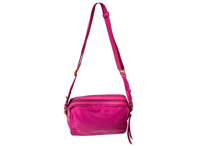 Borsa a spalla in nylon rosa Prada - vista 3