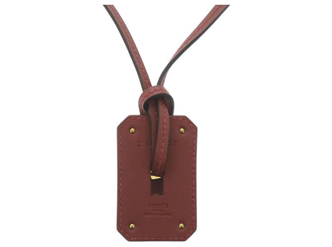 Collana Pendente Hermès O'Kelly GM in Pelle Swift Rouge H Rosso D'oro - vista 3