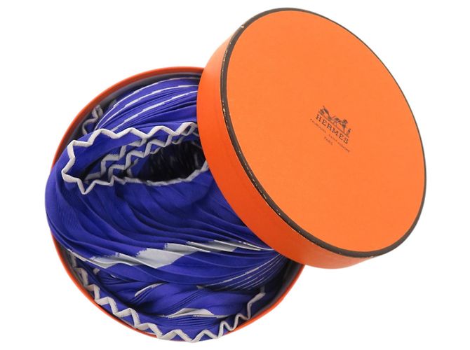 Bufanda de seda plisada Rosange de Hermès Blanco Azul - vista 2