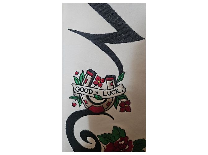 Jeans acampanados bordados Escada Ibiza Hippy Tattoo Negro Blanco Roja Verde - vista 12