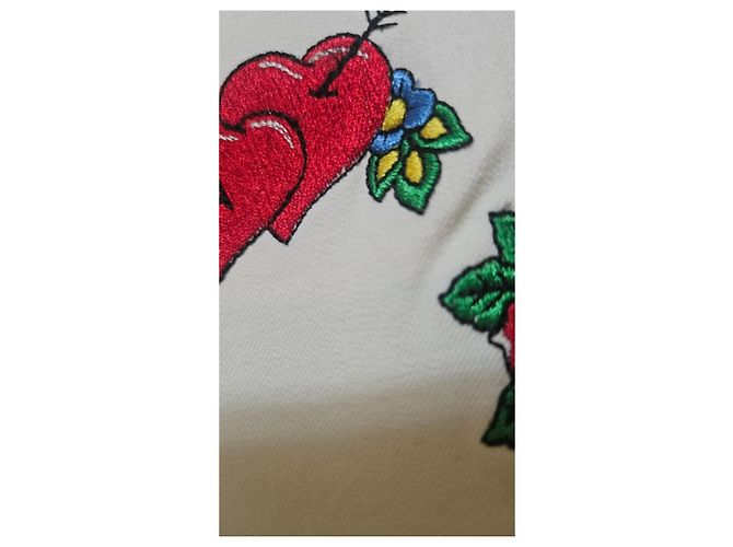 Jeans acampanados bordados Escada Ibiza Hippy Tattoo Negro Blanco Roja Verde - vista 8