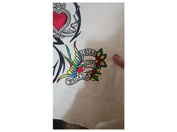 Jeans acampanados bordados Escada Ibiza Hippy Tattoo Negro Blanco Roja Verde - vista 9