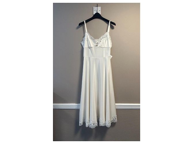 Dolce & Gabbana Abito Midi in Seta e Pizzo Chantilly Avorio - vista 8