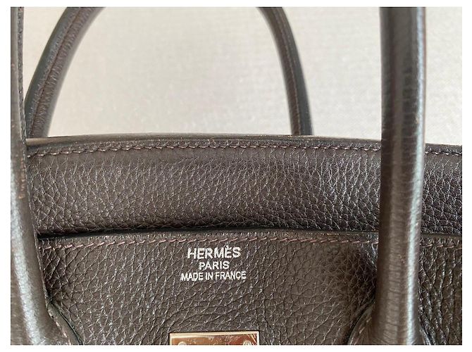 Borsa Hermès Birkin 35 in pelle granata marrone - vista 10