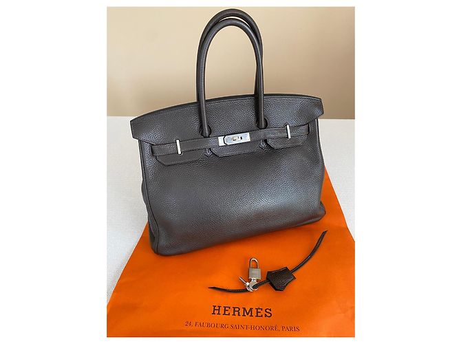 Borsa Hermès Birkin 35 in pelle granata marrone - vista 12
