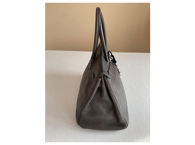 Borsa Hermès Birkin 35 in pelle granata marrone - vista 15