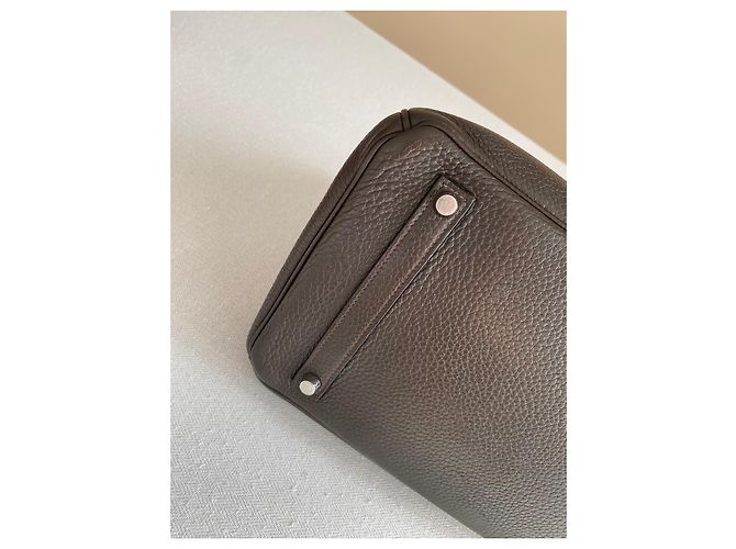 Borsa Hermès Birkin 35 in pelle granata marrone - vista 17