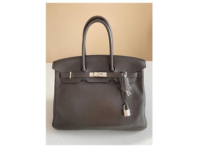 Borsa Hermès Birkin 35 in pelle granata marrone - vista 2