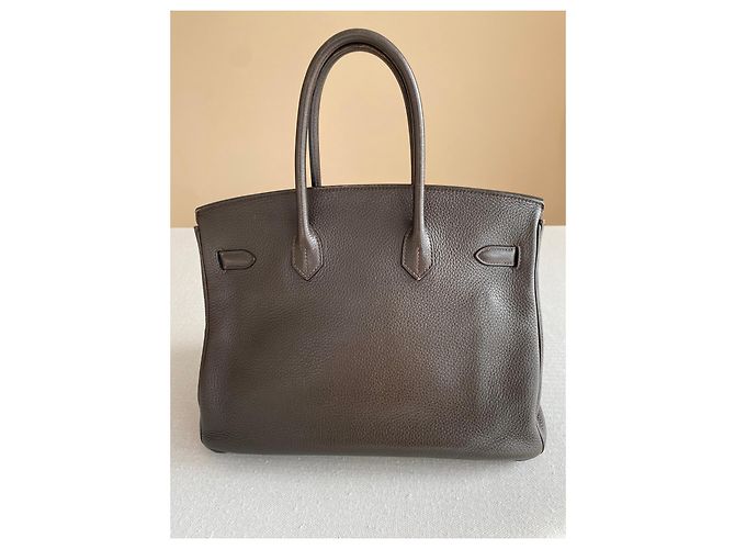 Borsa Hermès Birkin 35 in pelle granata marrone - vista 4