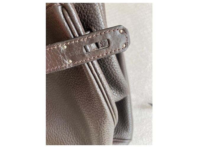 Borsa Hermès Birkin 35 in pelle granata marrone - vista 9