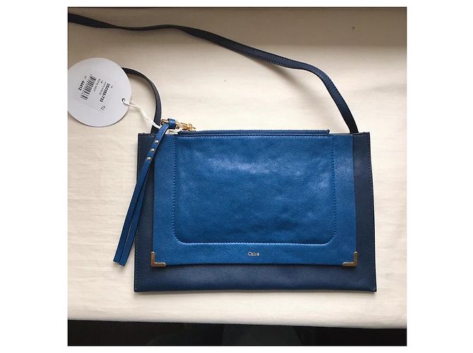 Clutch Chloé in pelle blu navy - vista 10