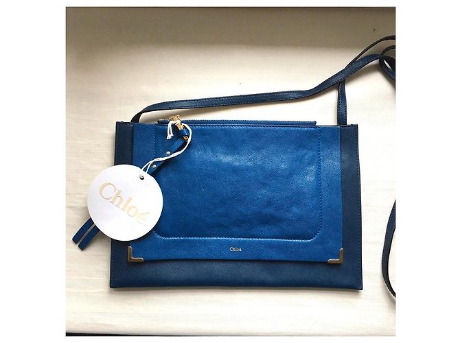 Clutch Chloé in pelle blu navy - vista 11