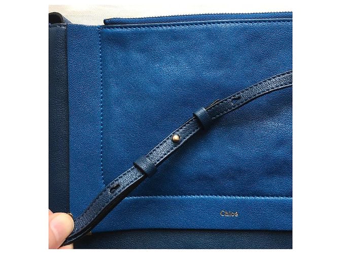 Clutch Chloé in pelle blu navy - vista 9