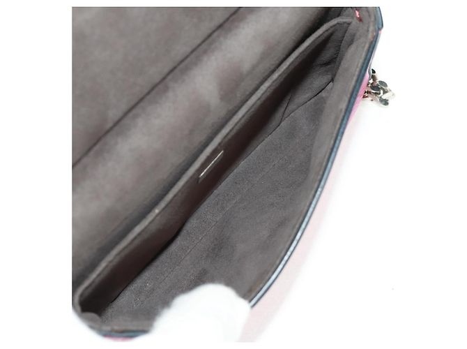 Borsa a spalla FENDI Chain Double Micro Baguette in pelle rosa argento Auth bs32459V - vista 11
